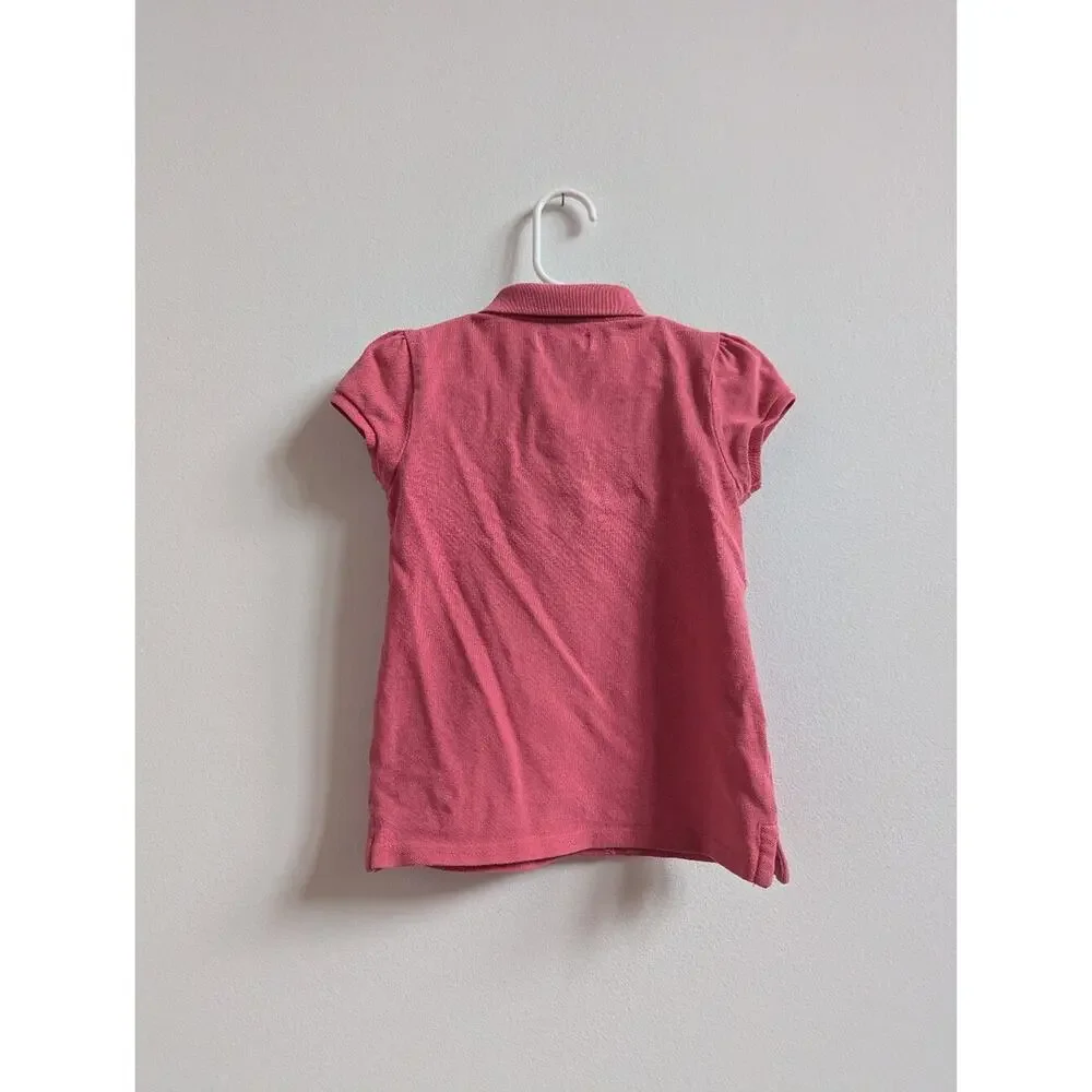 Ralph Lauren Shirt 5 Girls Salmon Pink Ruffle Preppy Polo Pony